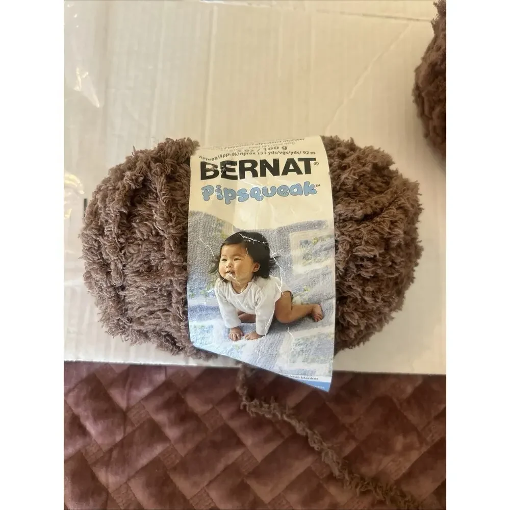 Mixed Lot Of Yarn Skein Brown White Bernat Pipsqueak Yarn Polyester Acrylic 16oz